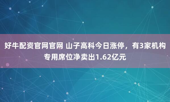 好牛配资官网官网 山子高科今日涨停，有3家机构专用席位净卖出1.62亿元
